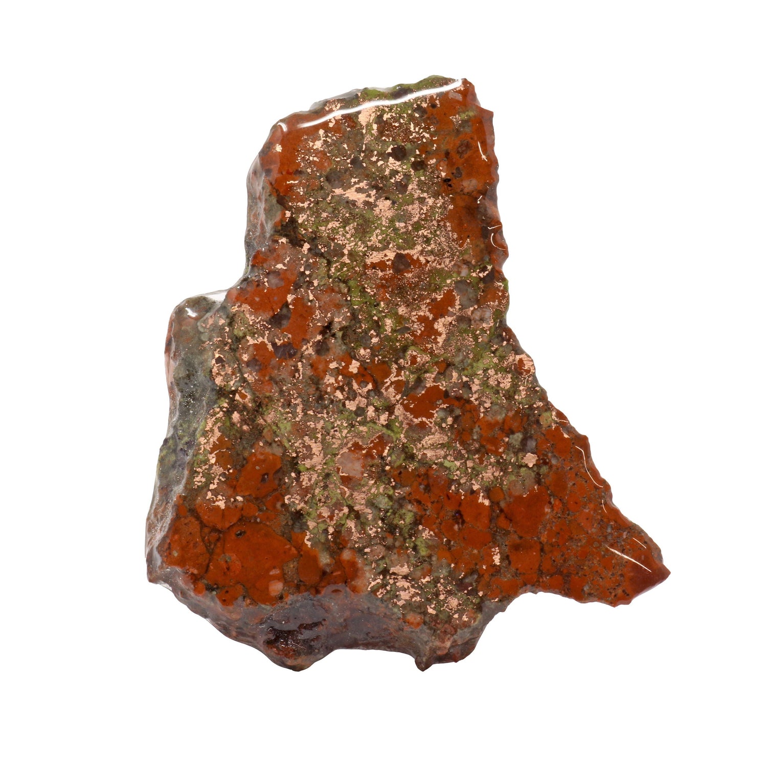 Michigan Copper Vein Slice with Quartz on 3 Prong Acrylic Stand - Small Singles