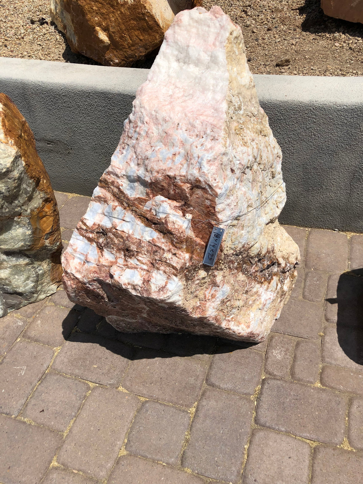 Cherry Blossom Onyx Fountain - Boulder With 1 Cut Side