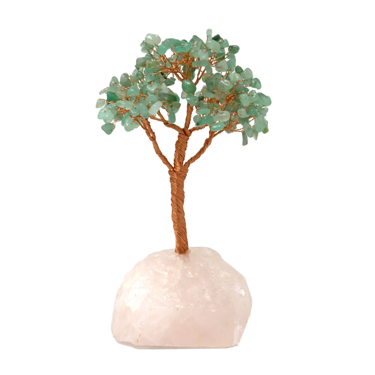 Gemstone Beaded Crystal Tree On Rose Quartz Base