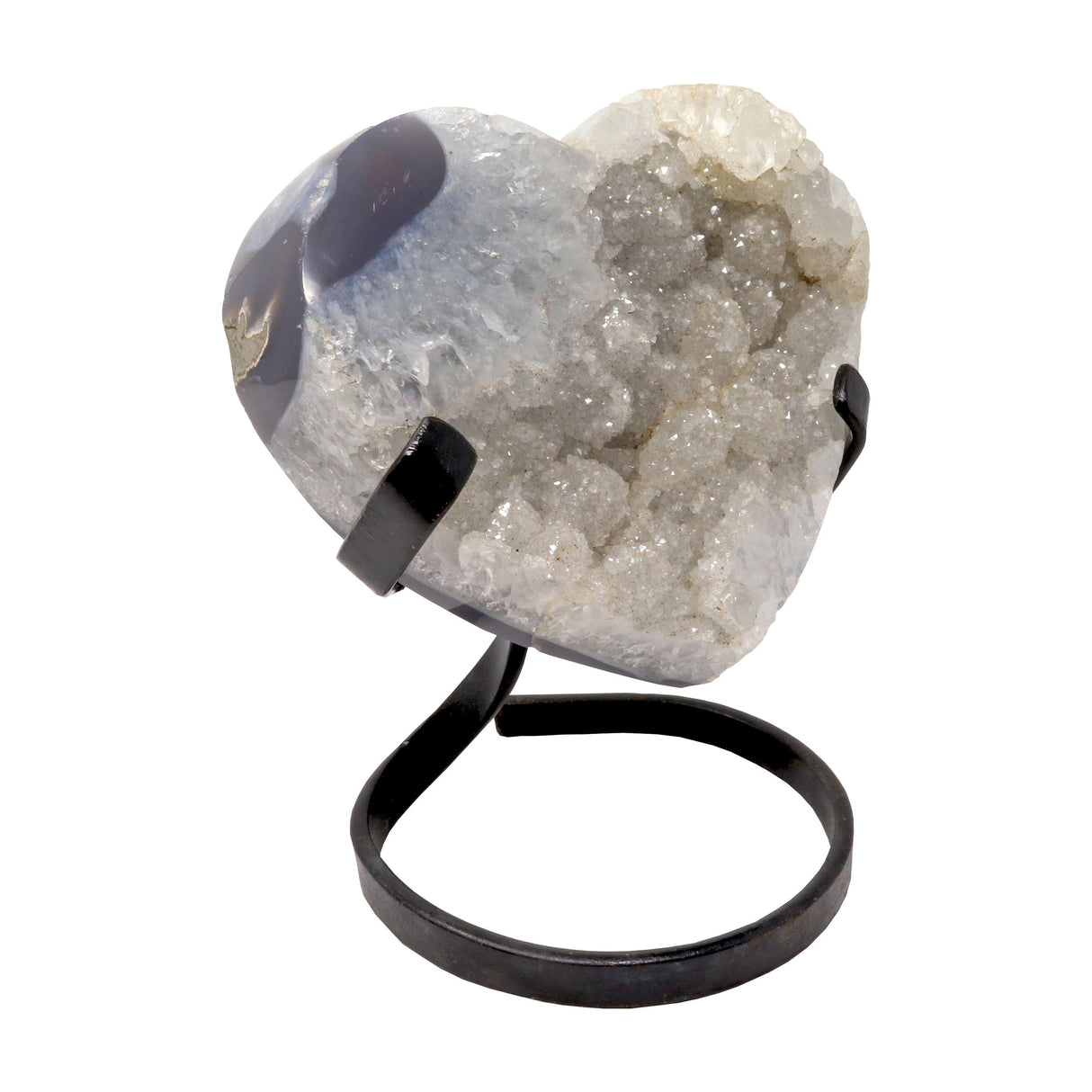 Quartz Druze Heart on a Spiral Fitted Stand