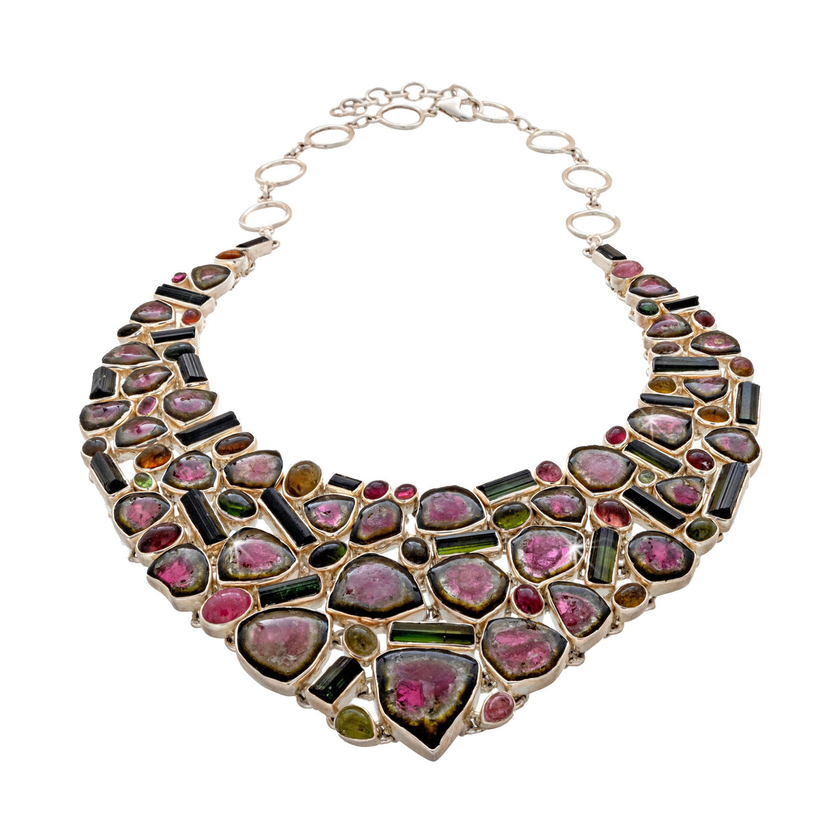 Watermelon Slice Collar Necklace Set with Crystals & Cabs