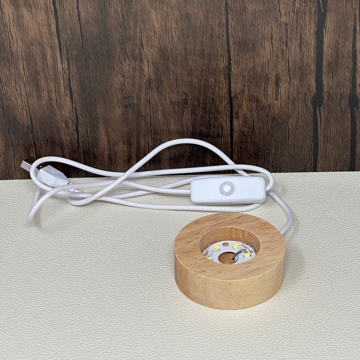 Illuminated Round Wooden Light Bases