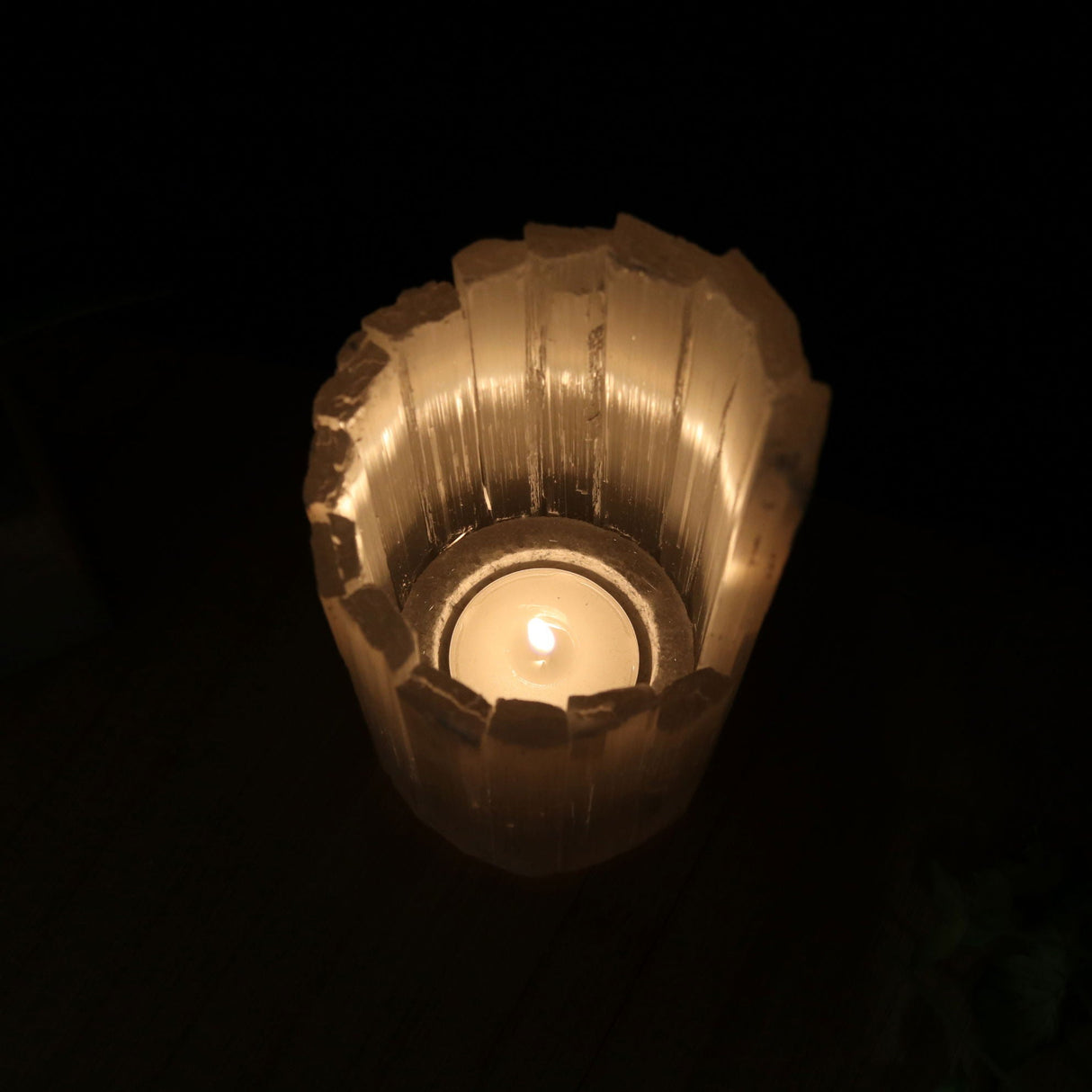 Selenite Candle Holder - Spiral Bars from Morocco