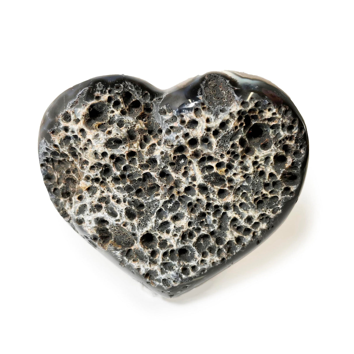 Agate Druze Heart on Lucite Stand