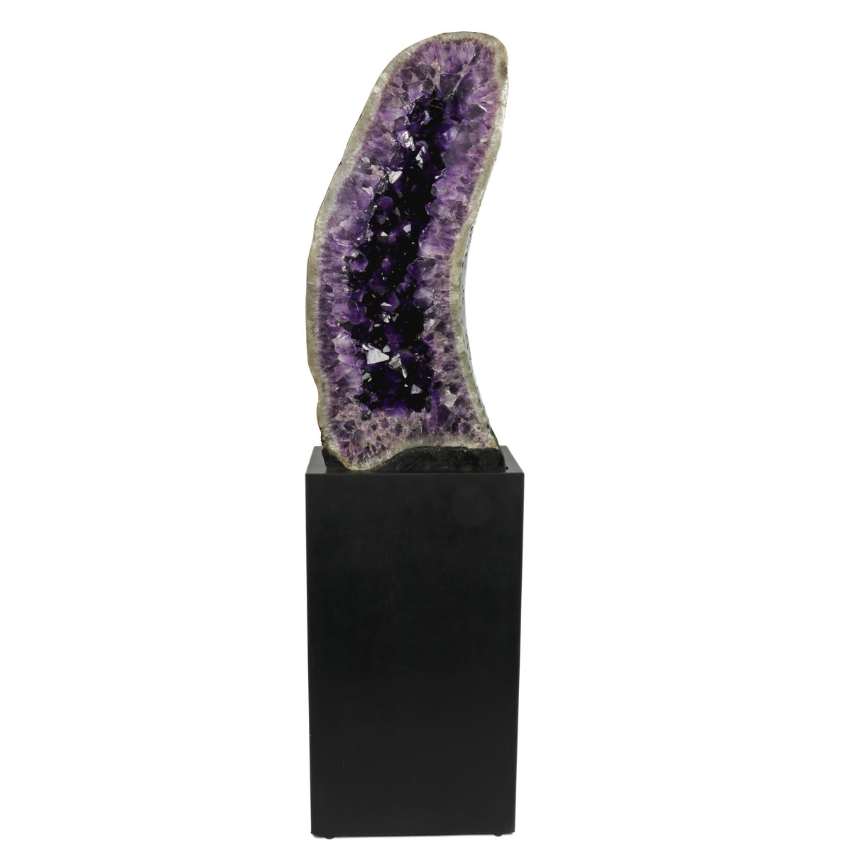 Amethyst Cathedral on Cut-out Pedestal - Fully Polished Agate Back with Curve to the Right
