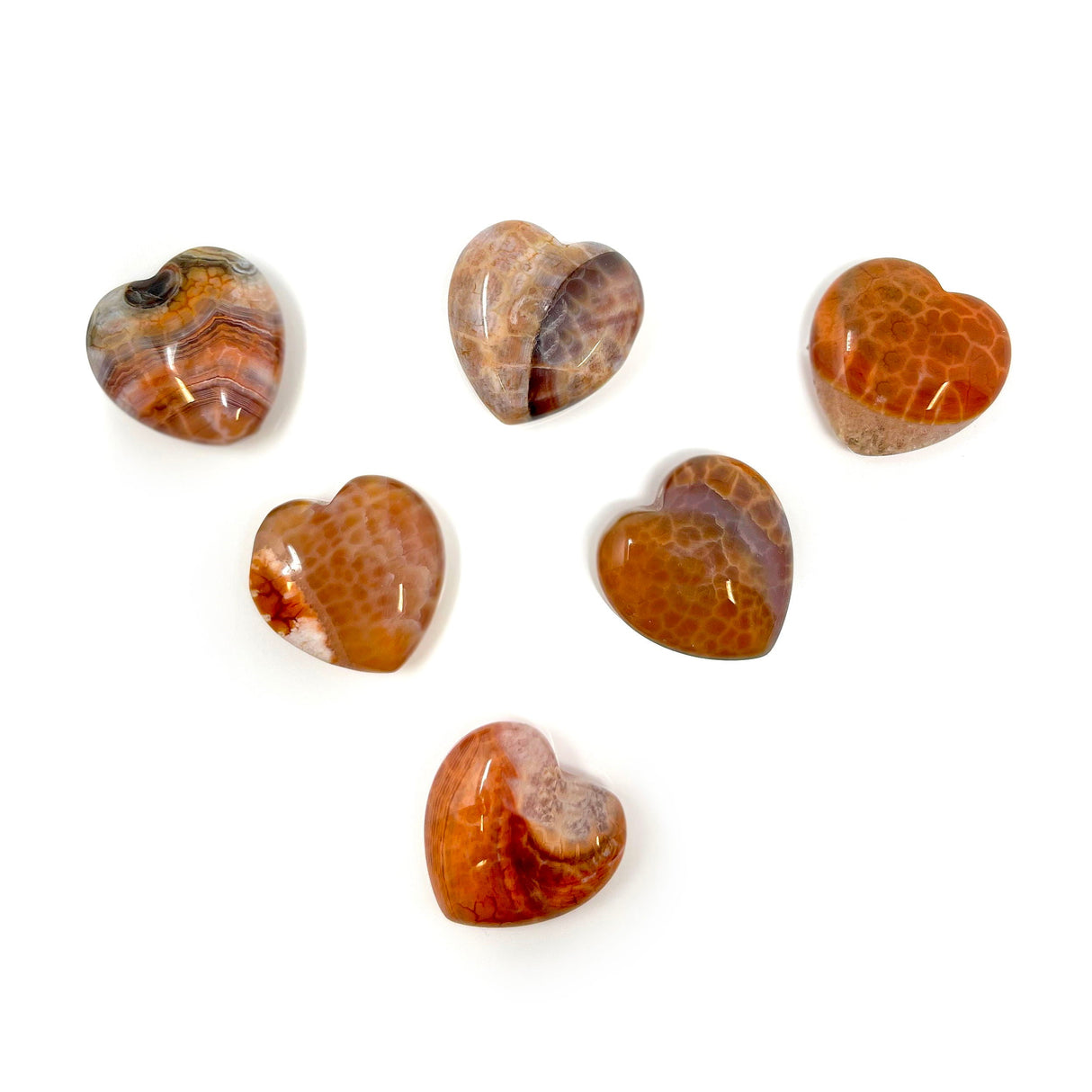 Fire Carnelian Agate Heart (Sold in Singles)
