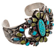 View of Leo Feeney Kingman Turquoise Cuff With Peridot, Blue Topaz & Pink Tourmaline