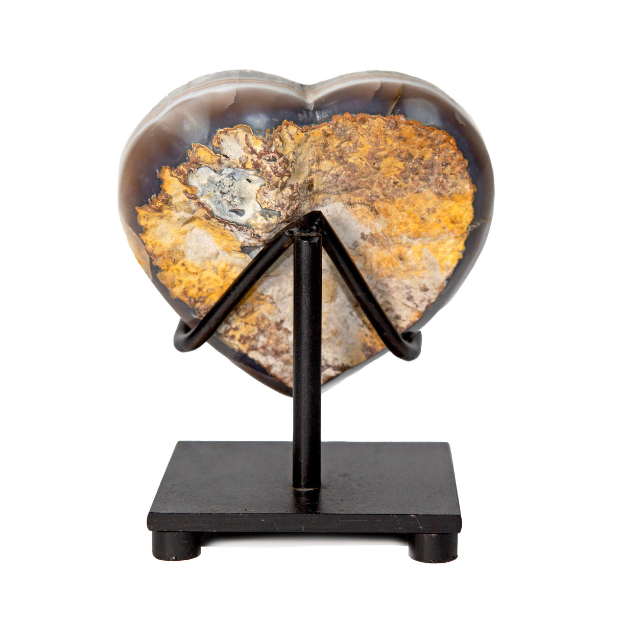 Amethyst Crystal Heart on Custom Stand with White Quartz Layer