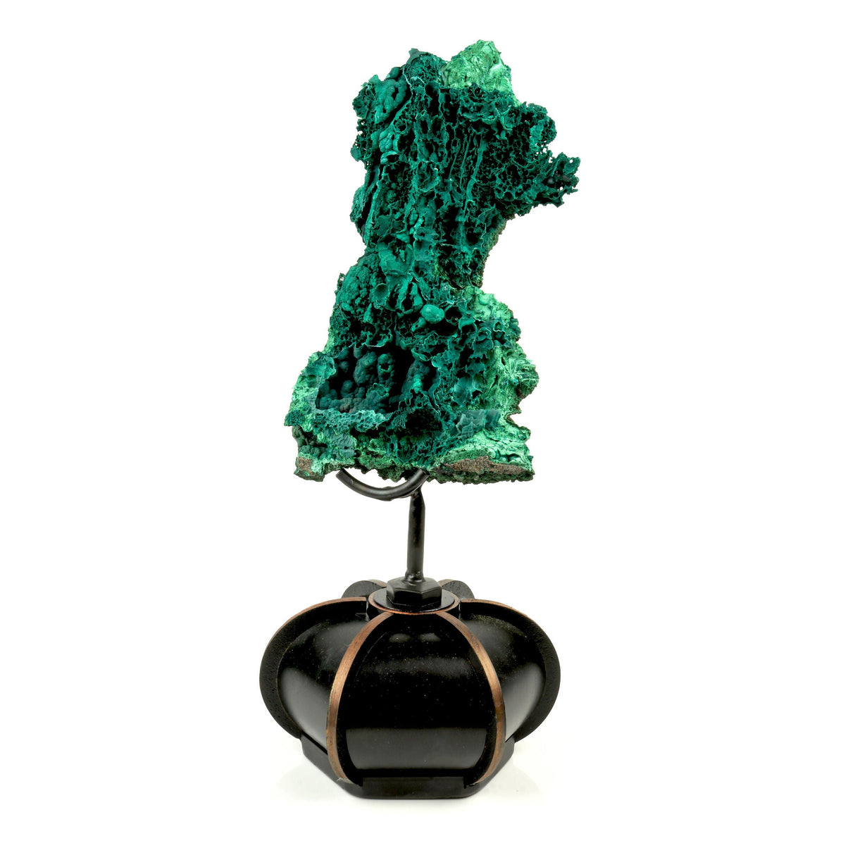 Chrysocolla Malachite Specimen with Porous Formation on Custom Pumpkin Stand