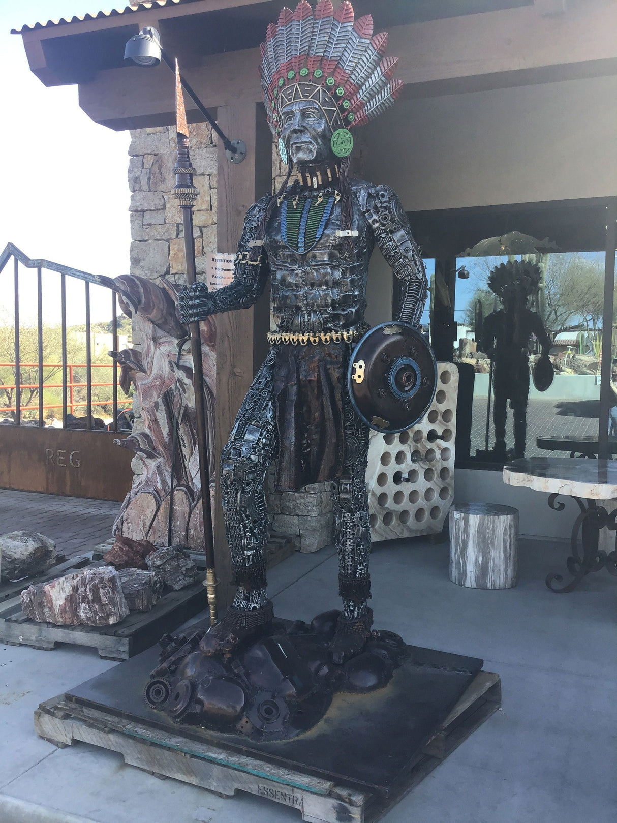 Native Chief Recycled Metal Art Sculpture