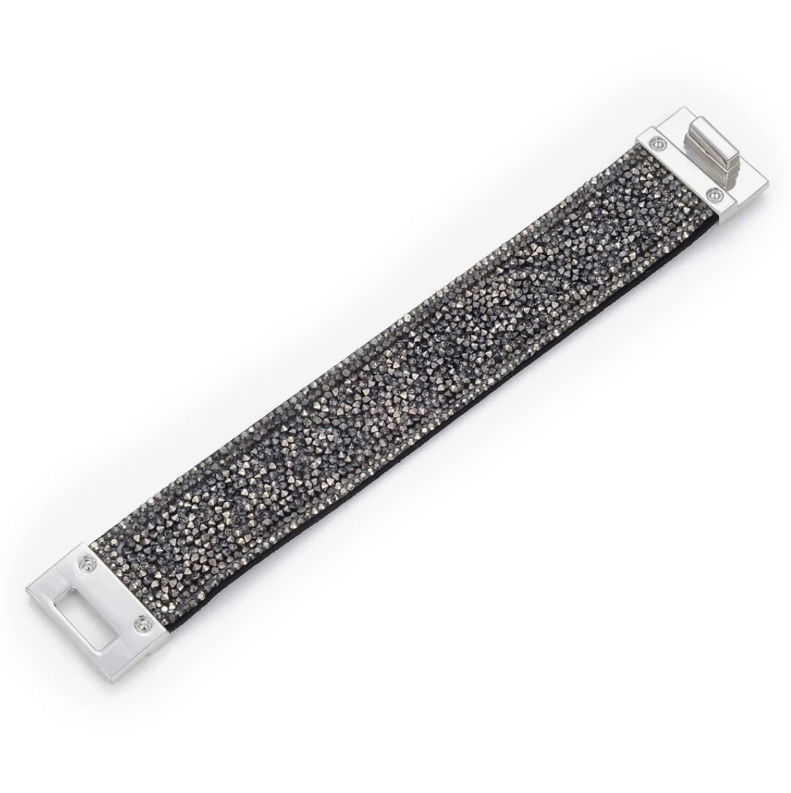 Narrow Crystal Wrap Bracelet - Gray Angular Shapes with Magnetic Clasp