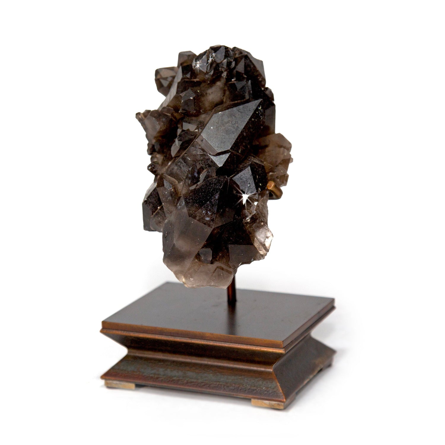 Smoky Quartz Cluster on Custom Metal Stand