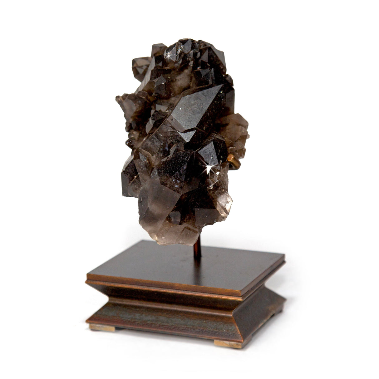 Smoky Quartz Cluster on Custom Metal Stand