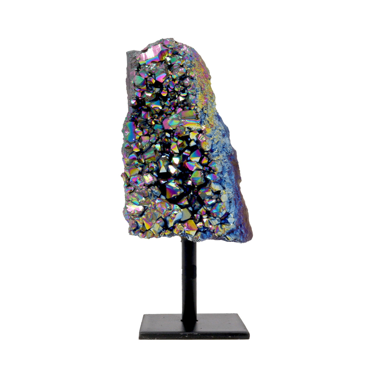 Rainbow Titanium Aura Coated Crystal Cluster on a Post Stand