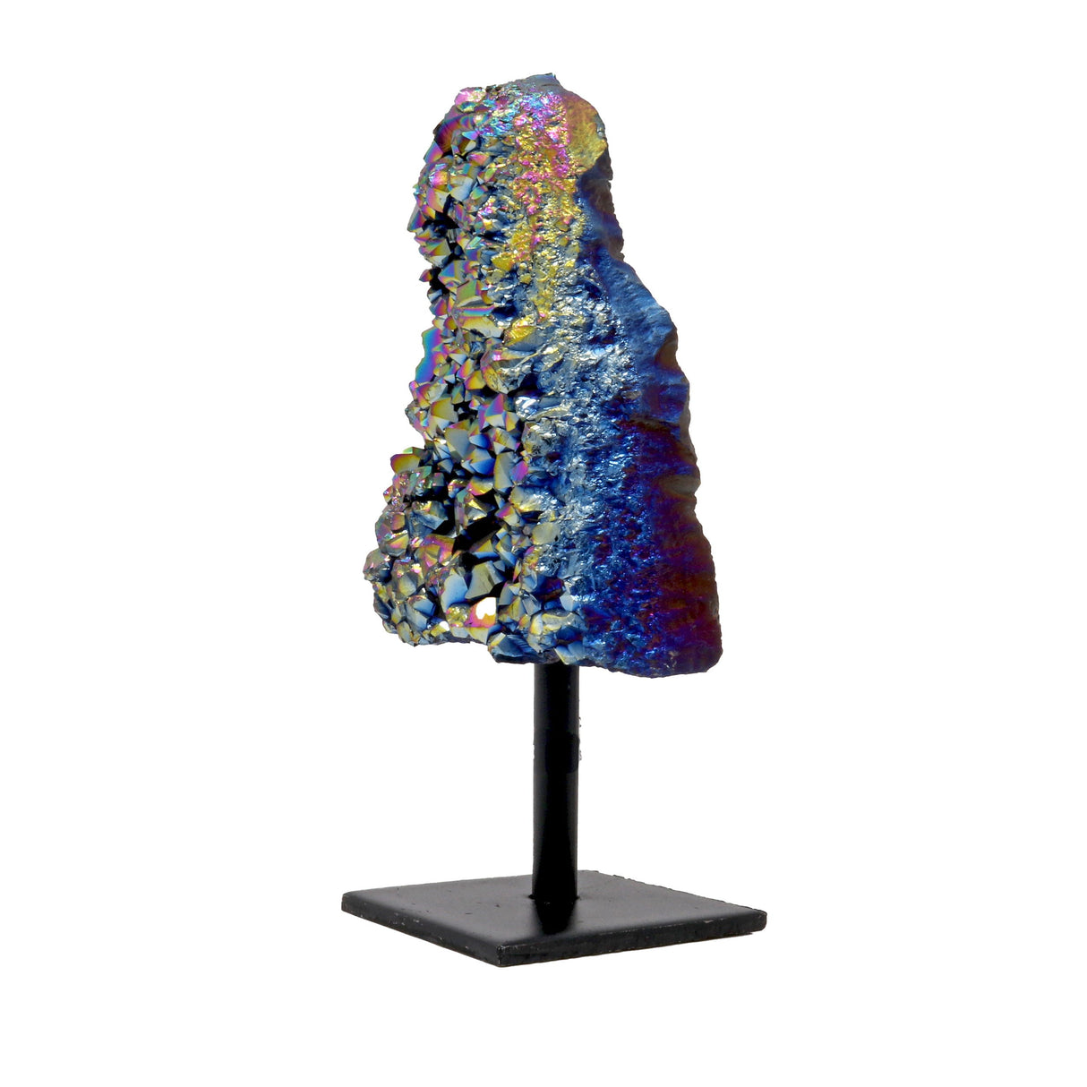 Rainbow Titanium Aura Coated Crystal Cluster on a Post Stand