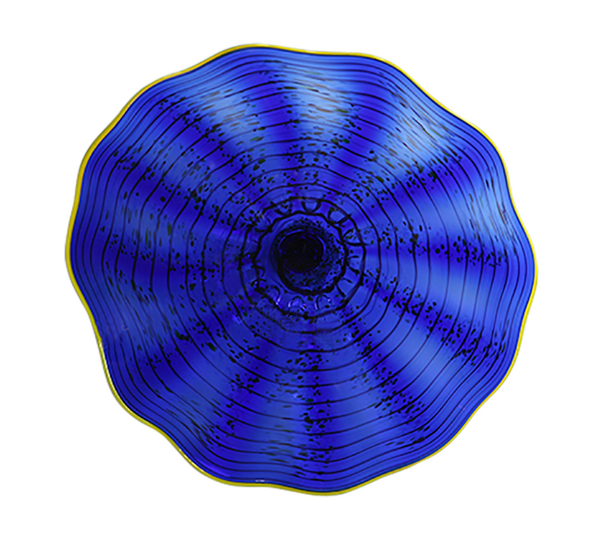Wall Plate Medium - Blue Swirl with Yellow Edge