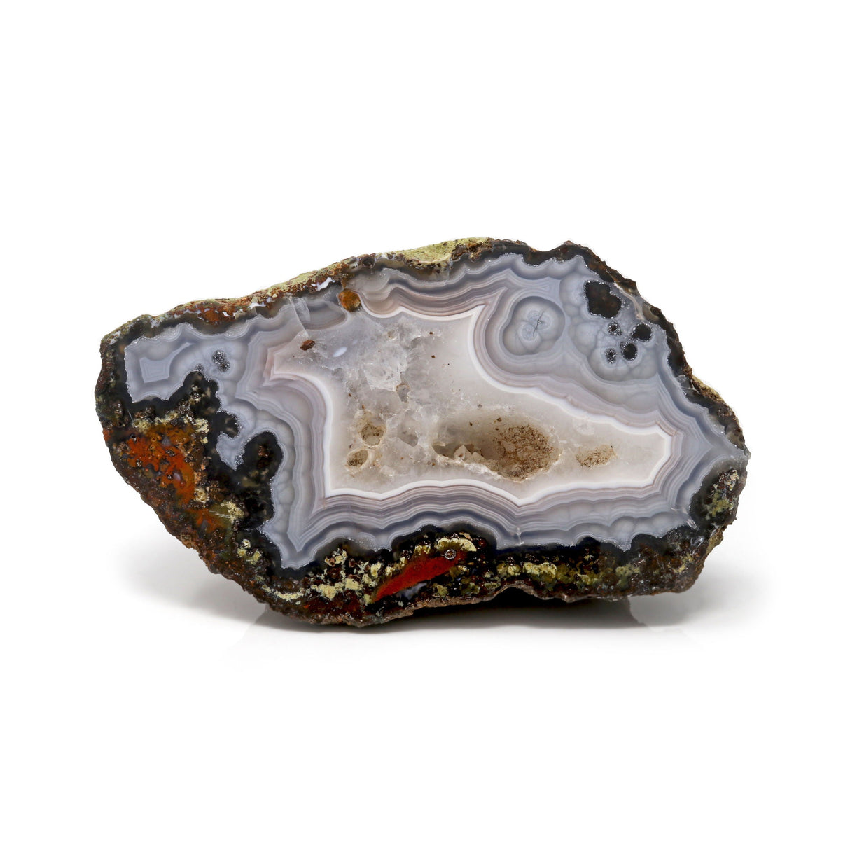 Agua Nueva Agate Geode End Cut - Gray & White