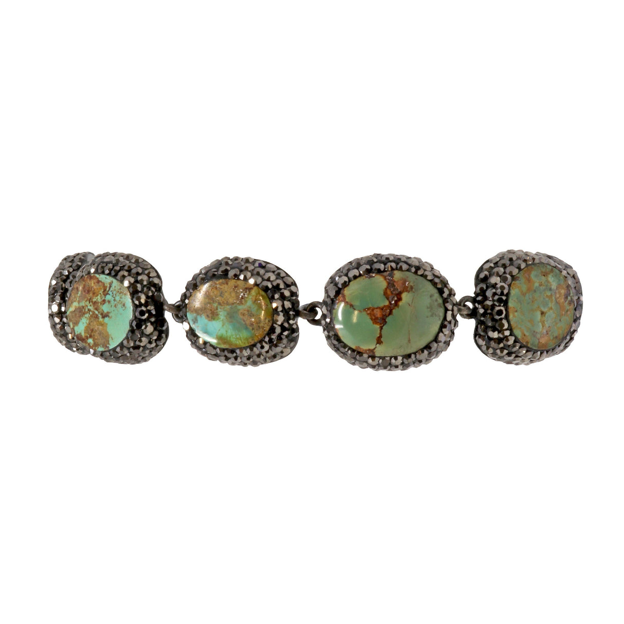 Persian Turquoise Link Bracelet - Ovals with Marcasite