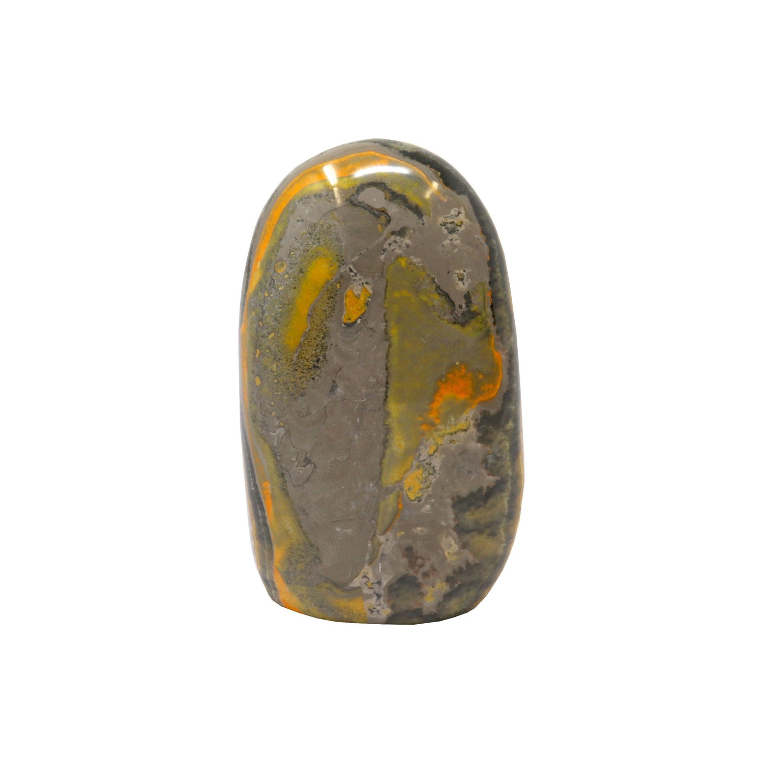 Bumblebee Jasper Freeform Polished Cut Base - Wavy Peach Color Splash
