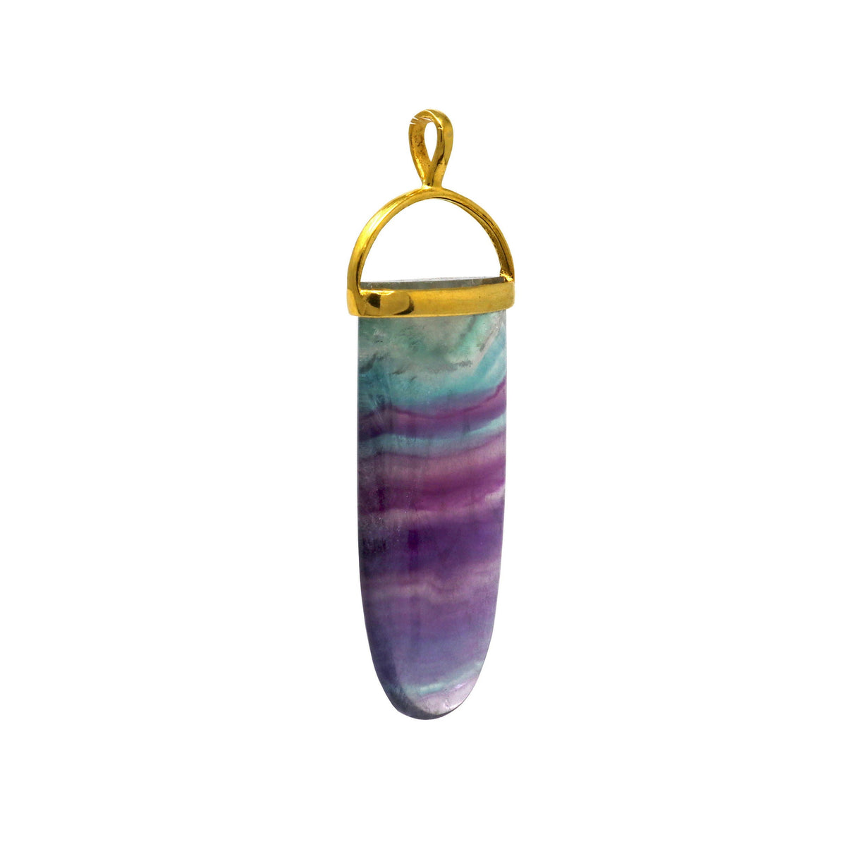 Rainbow Fluorite Pendant with Gold Overlay Bezel Bail