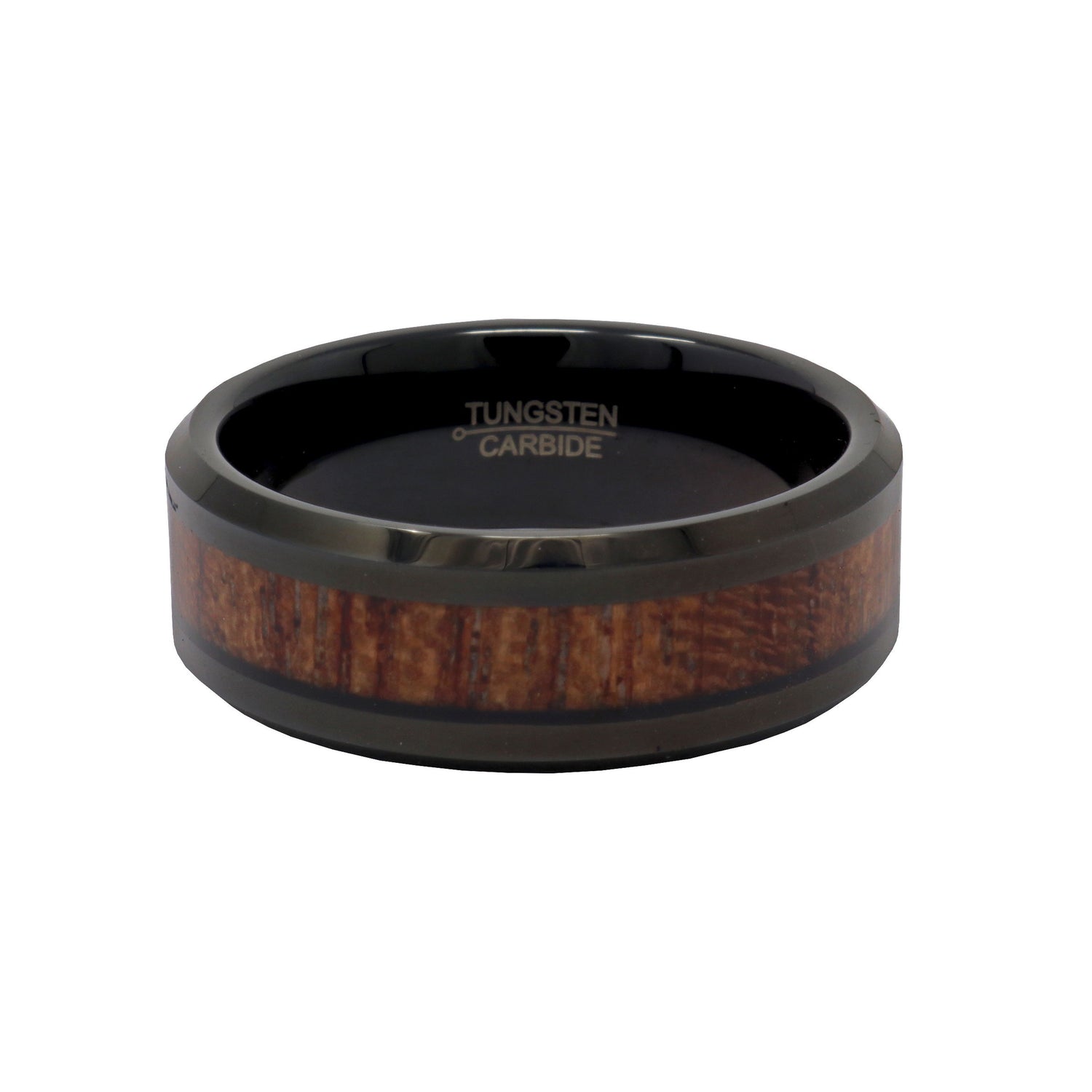 8mm Tungsten Ring Plated with Hawaiian Koa Wood Inlay