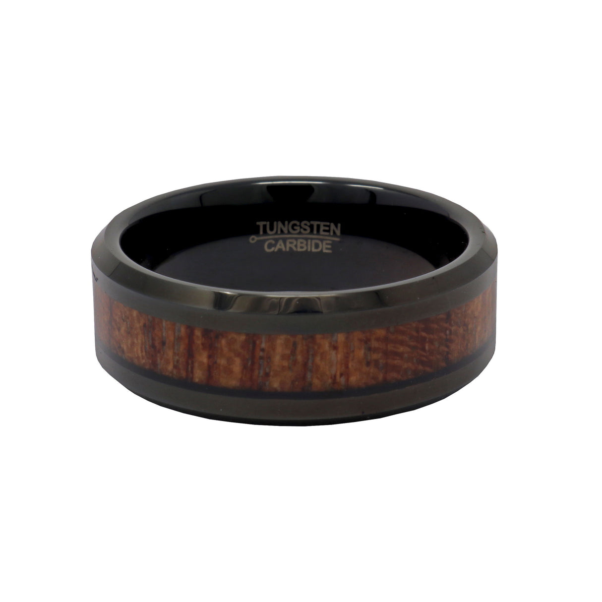 8mm Tungsten Ring Plated with Hawaiian Koa Wood Inlay