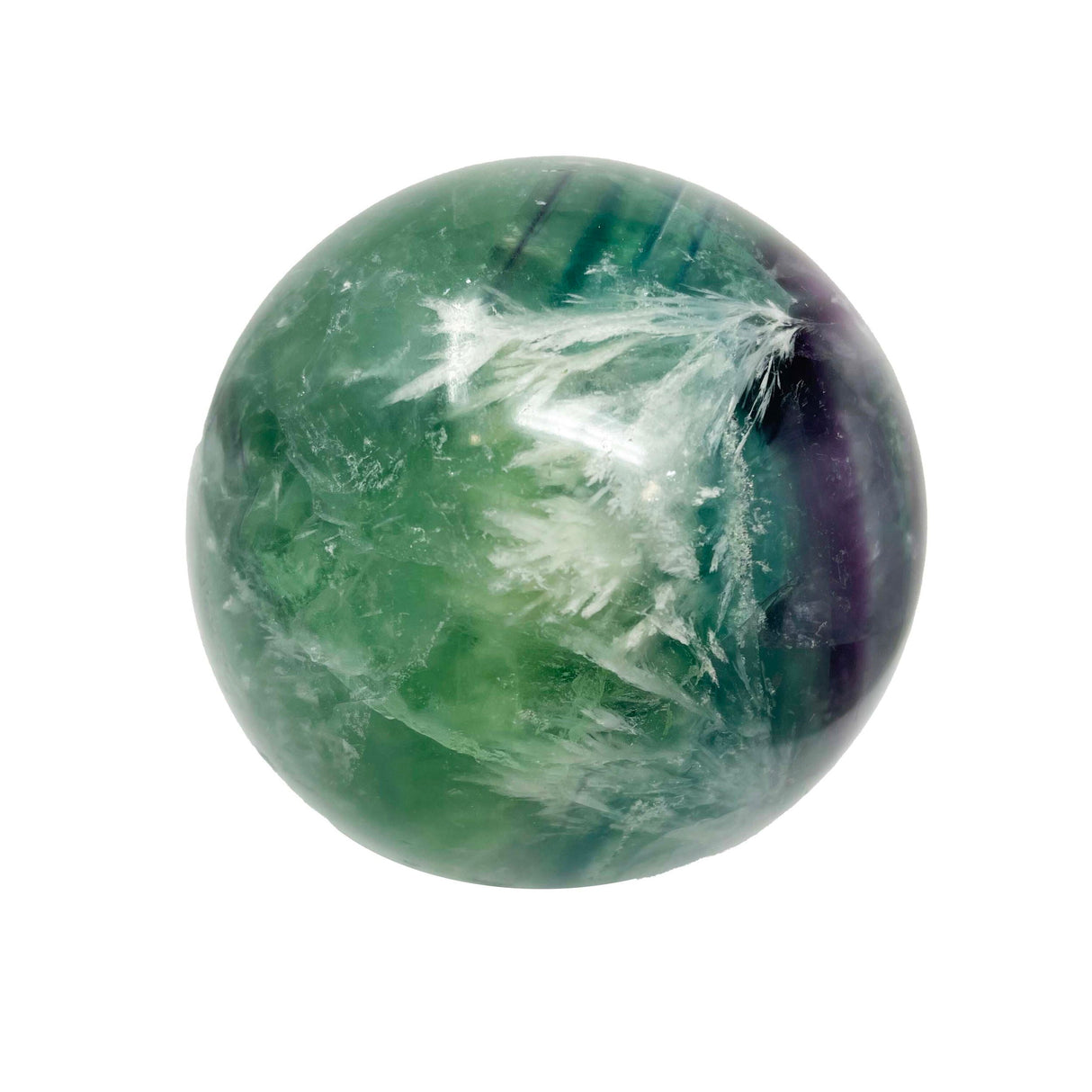 Flower Rainbow Fluorite Sphere with Lucite Stand