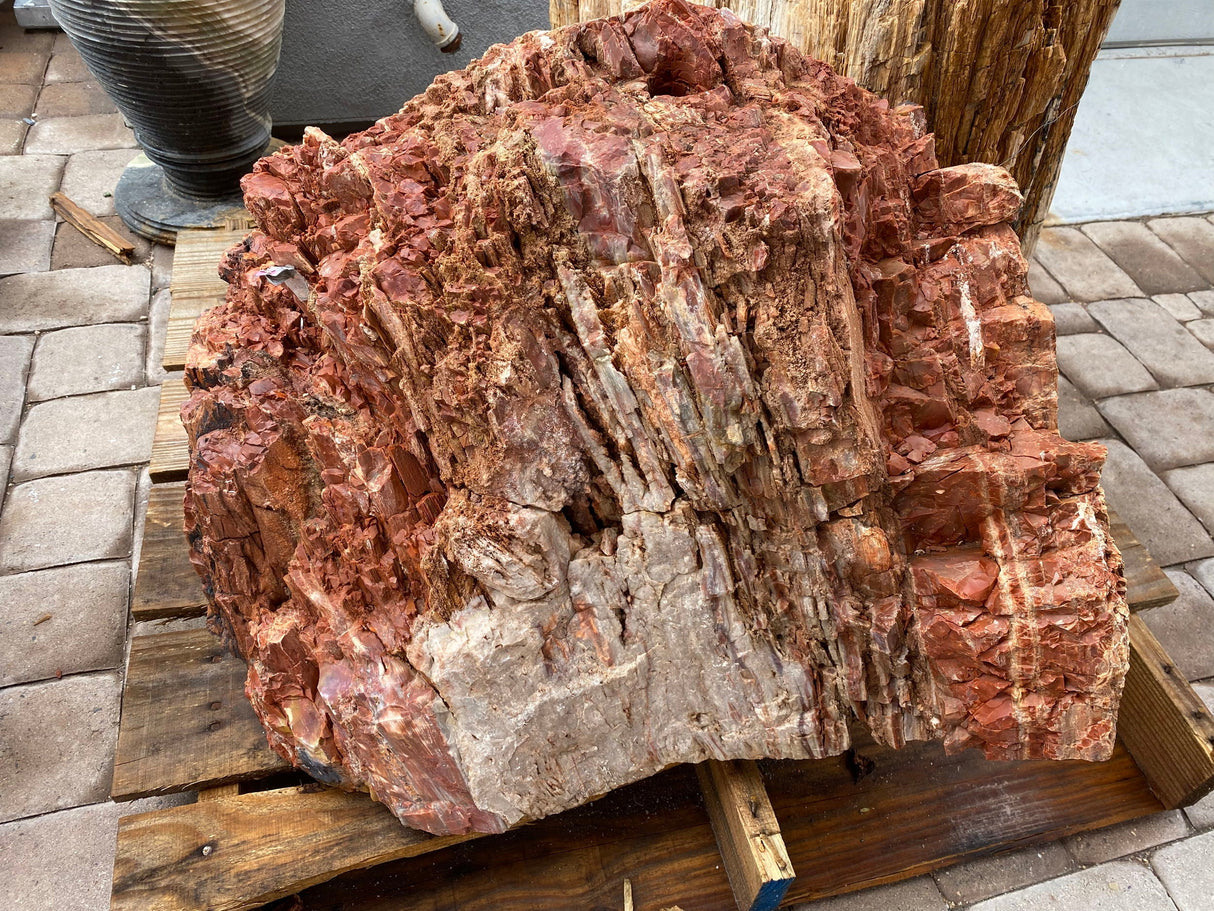 Arizona Petrified Wood Fountain - Red & Black With Vertical Pattern