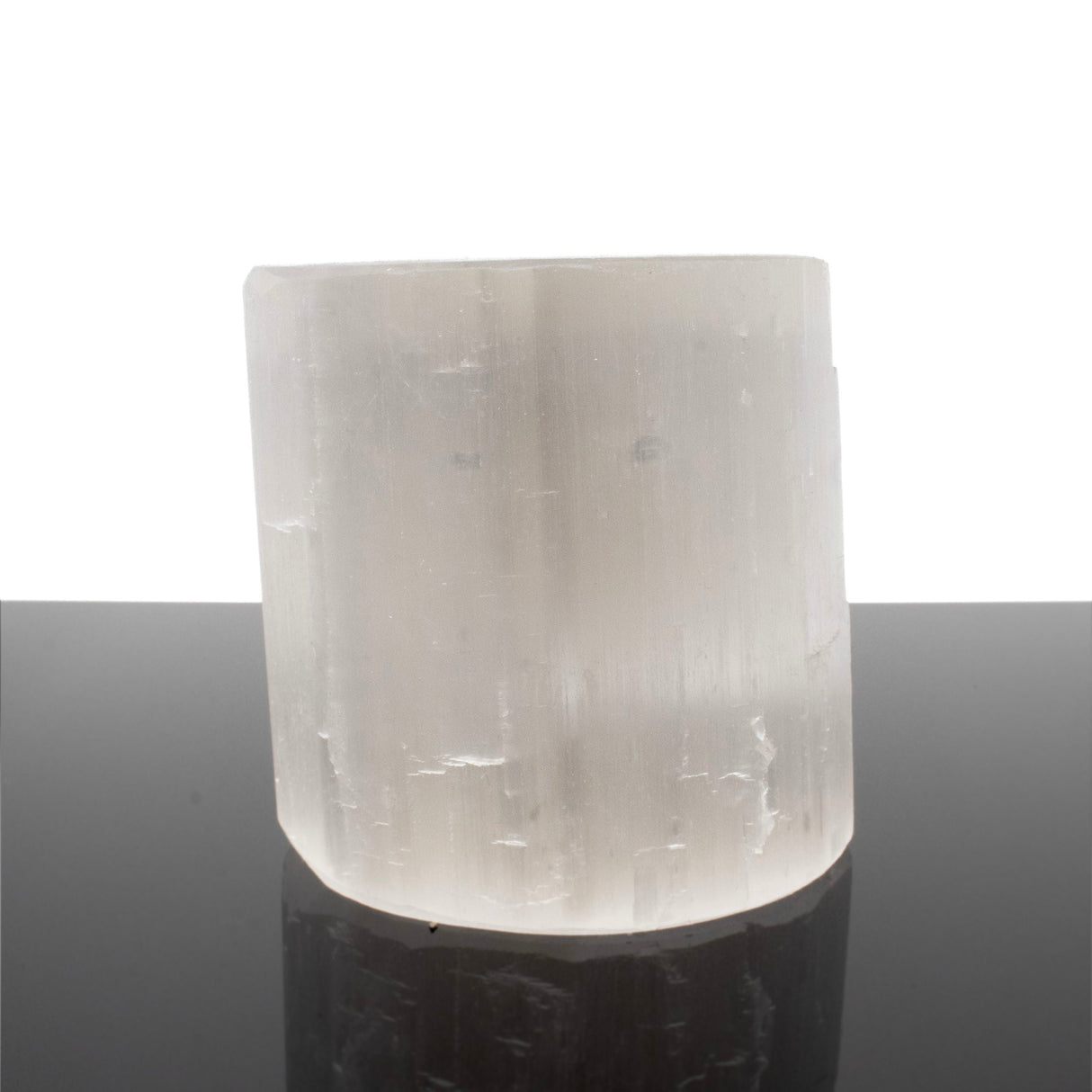 Selenite Candle Holder - Round with Cut Top from Morocco