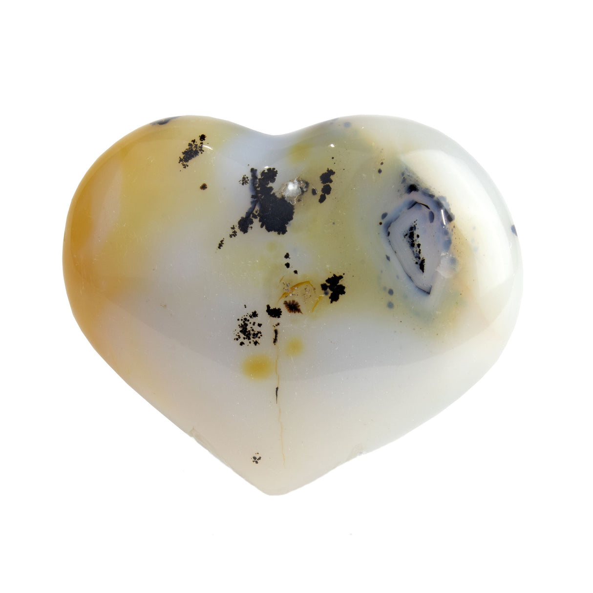 Dendritic Agate Heart with Dark Center