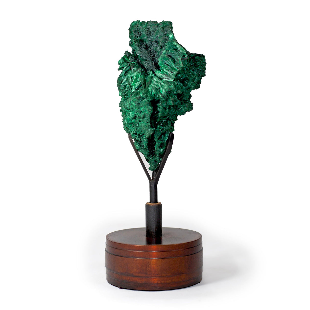 Chatoyant Fibrous Malachite Specimen on Custom Spinning Stand