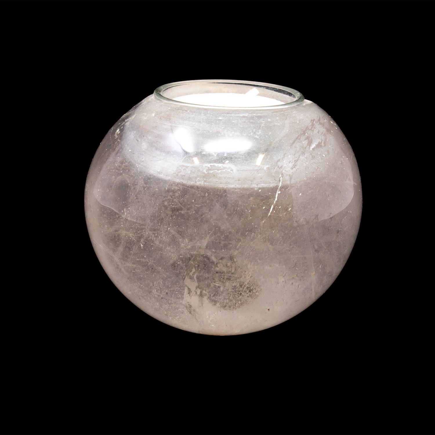Clear Quartz Sphere Candle Holder
