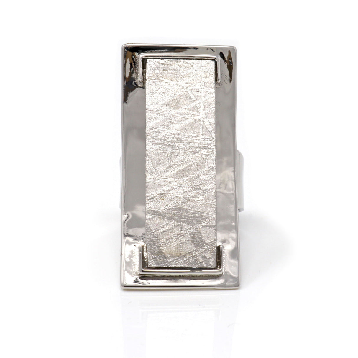 Meteorite Adjustable Ring Muonionalusta Meteorite Ingot in Saddle Band with Adjustable Band