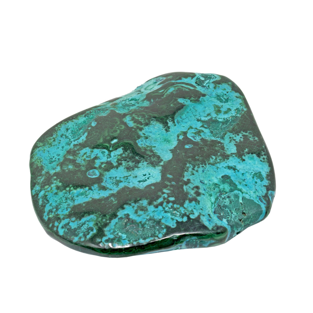 Chrysocolla Malachite Freeform Polished - Islands of Green Intertwined with Blue "Waters" on Lucite Stand