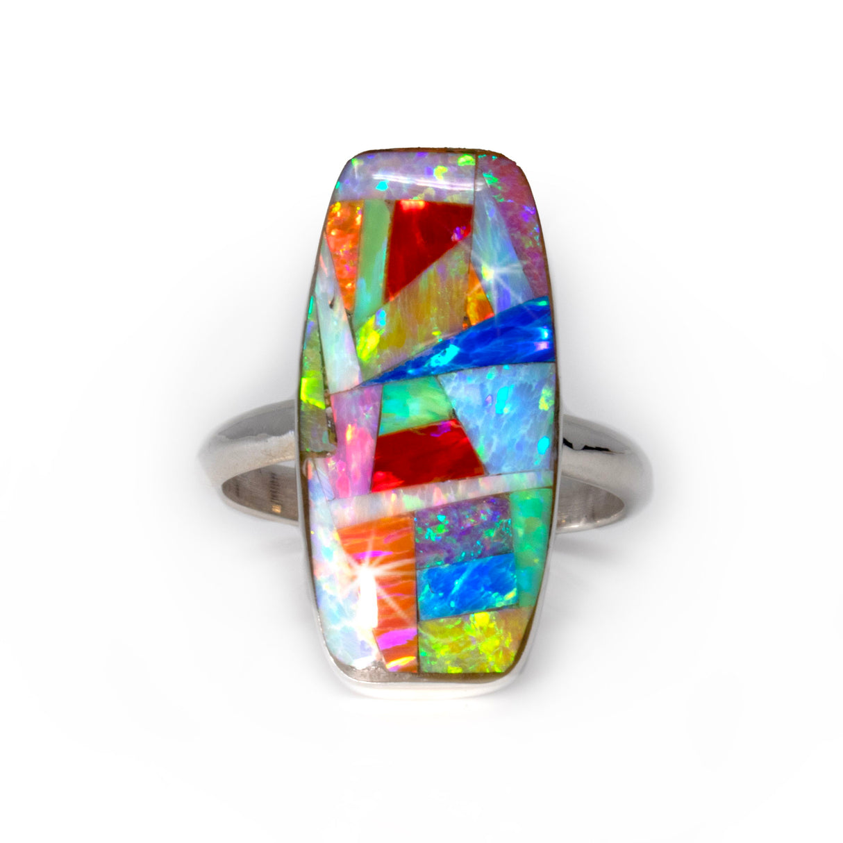 Bague incrustée d'opale de feu multiple
