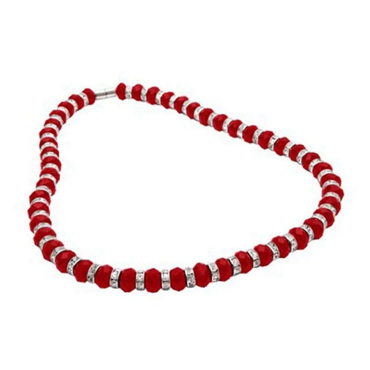 View of Crystal Necklace - Red