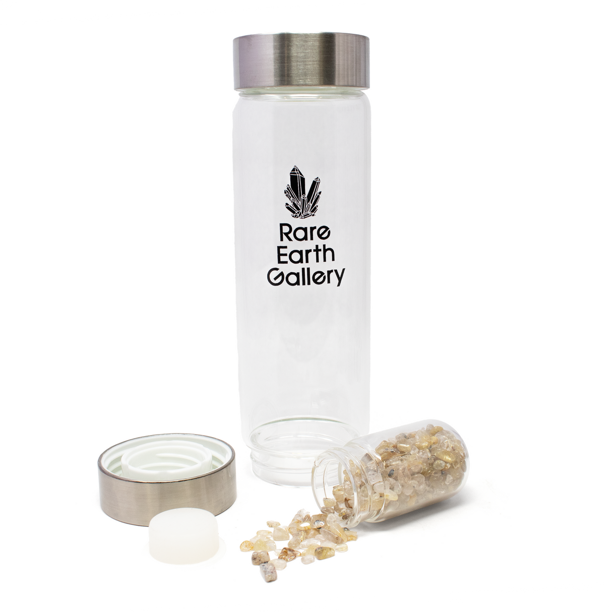 Rare Earth Gallery Water Bottle - Rutilated Quartz Filled Dome