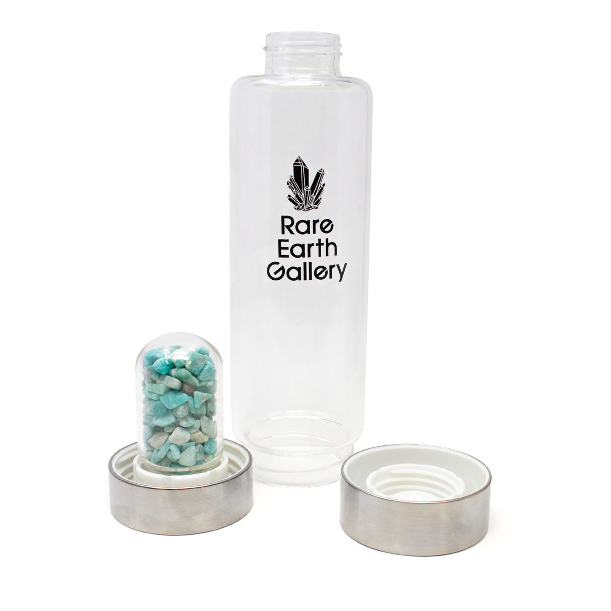 View of Rare Earth Gallery Water Bottle - Amazonite Filled Dome