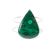 View of Malachite Cuff - Large Pear Cabochon With Silver Bezel Set On 2-band - Dense Ornate Banding With Orbital Inclusions 2\"