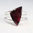 View of Eudailyte Cuff - Asymmetrical Triangle Cabochon With Silver Bezel Set On 2-band Cuff