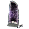 View of Amethyst Geode Cathedral Polished With Cut Base - Small Purple Crystals With Druze Quartz Detailing At Bottom