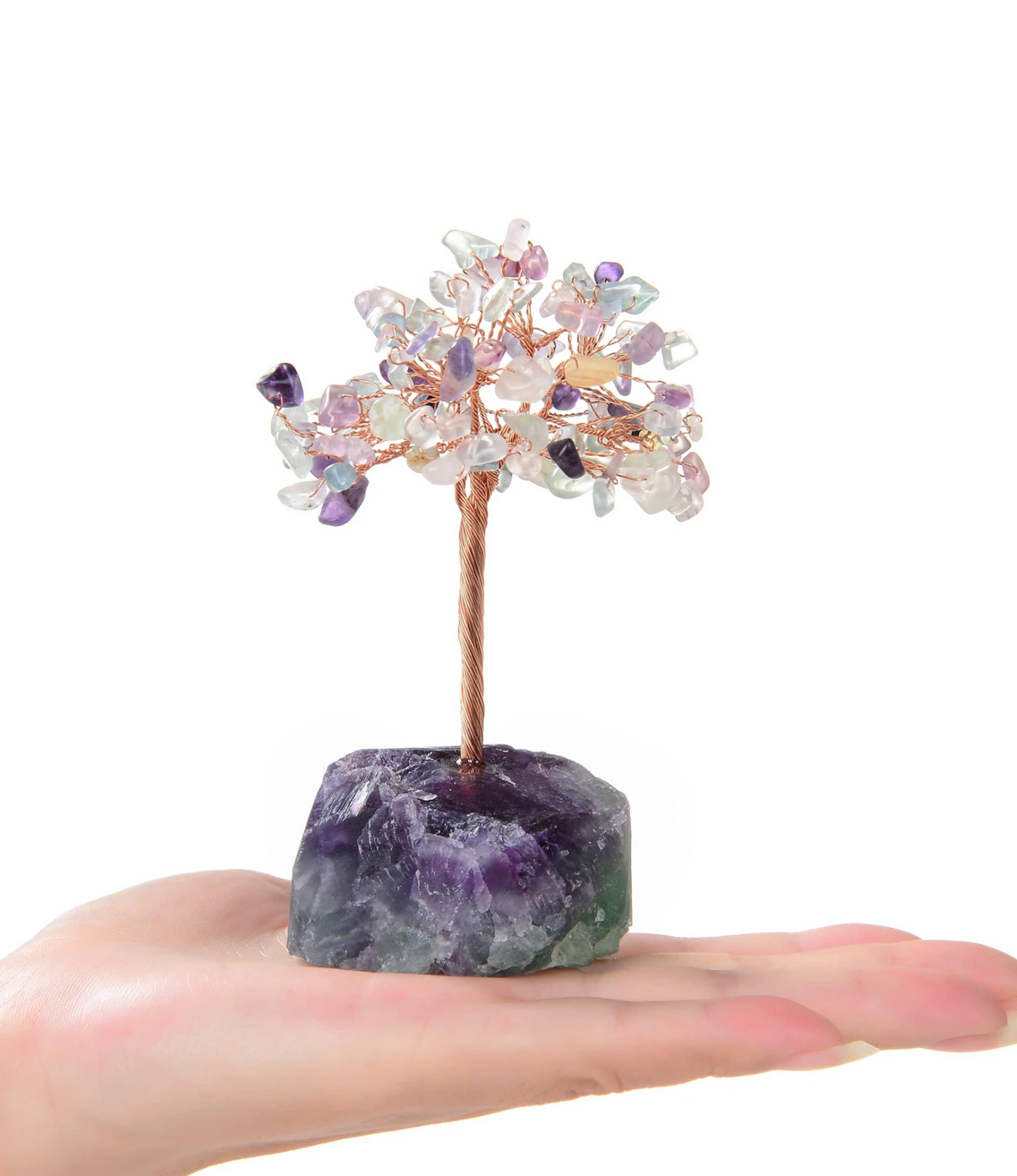 Gemstone Beaded Crystal Tree On Fluorite Base