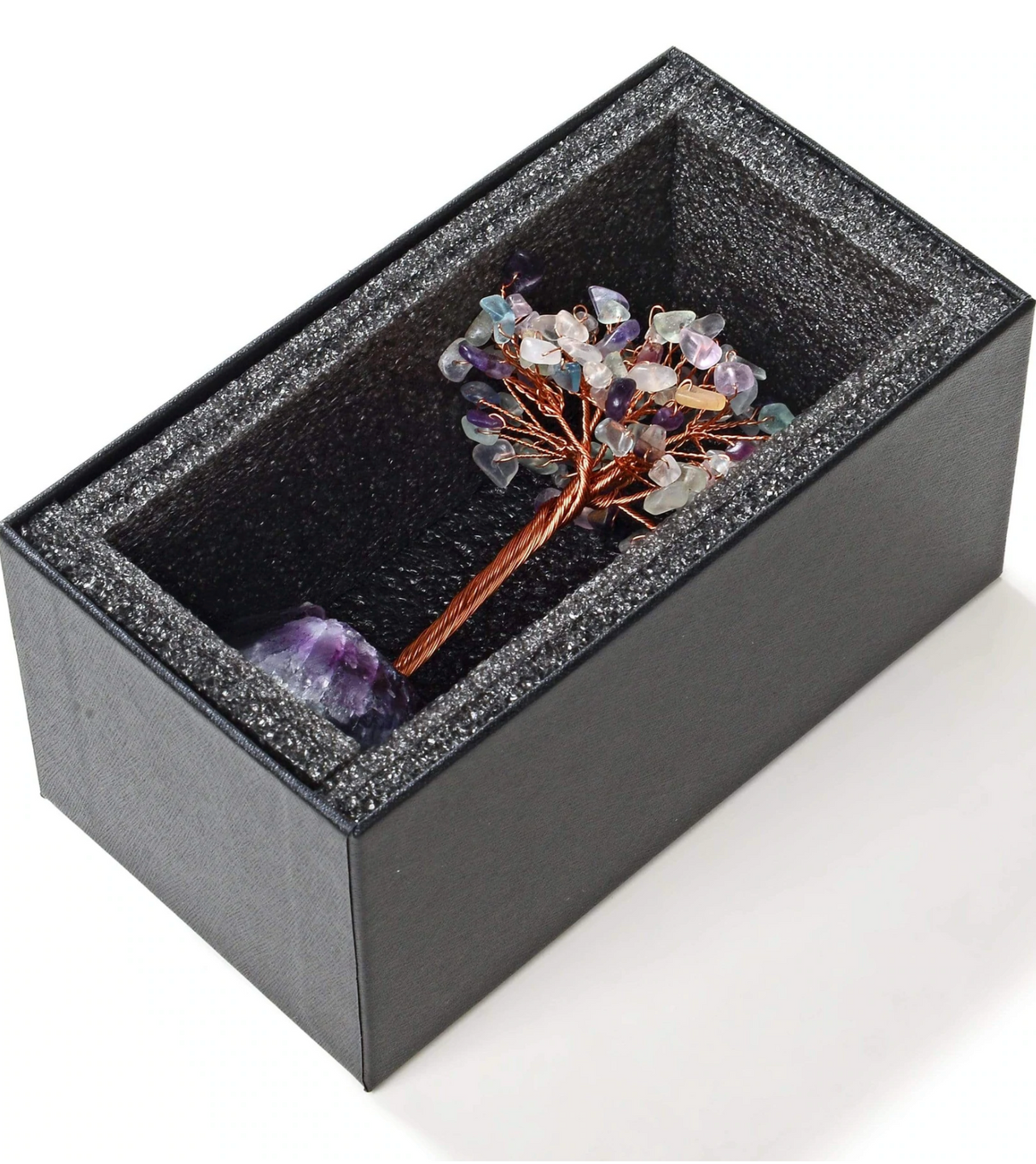 Gemstone Beaded Crystal Tree On Fluorite Base