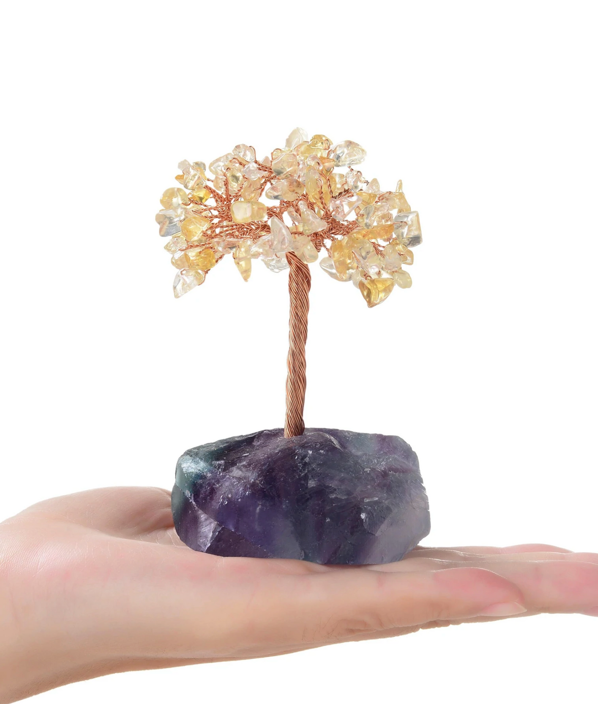Gemstone Beaded Crystal Tree On Fluorite Base