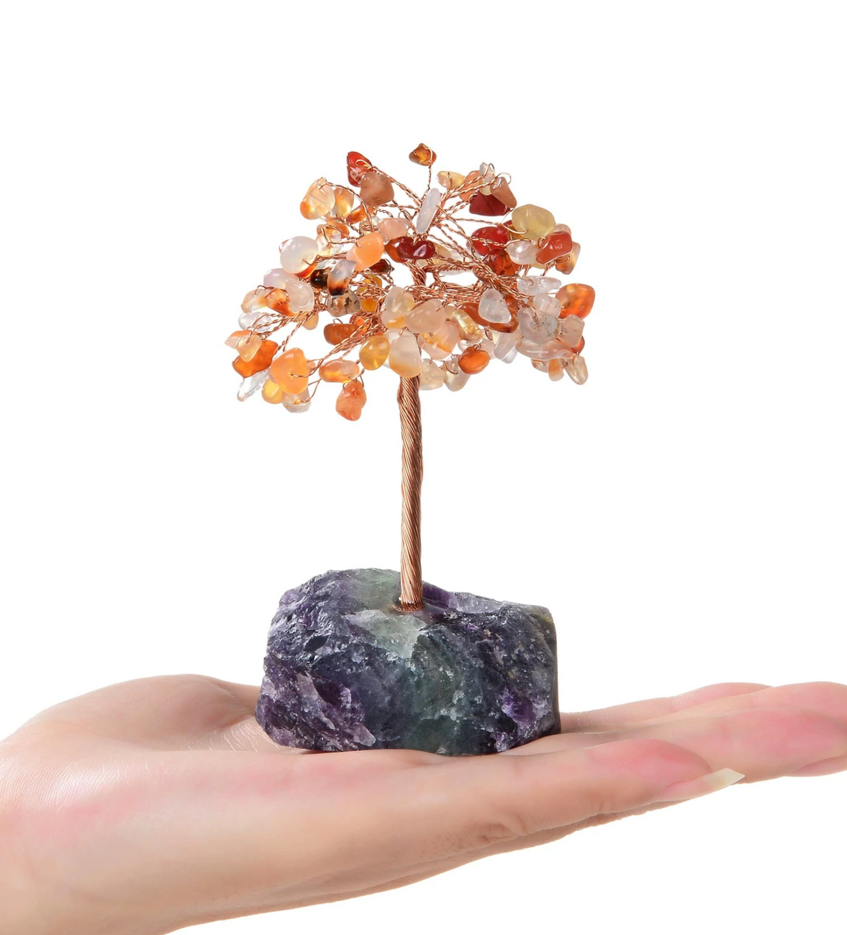 Gemstone Beaded Crystal Tree On Fluorite Base