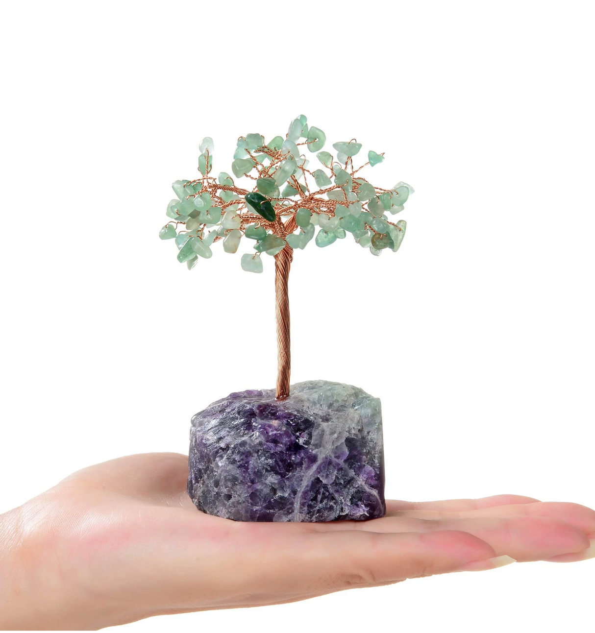 Gemstone Beaded Crystal Tree On Fluorite Base