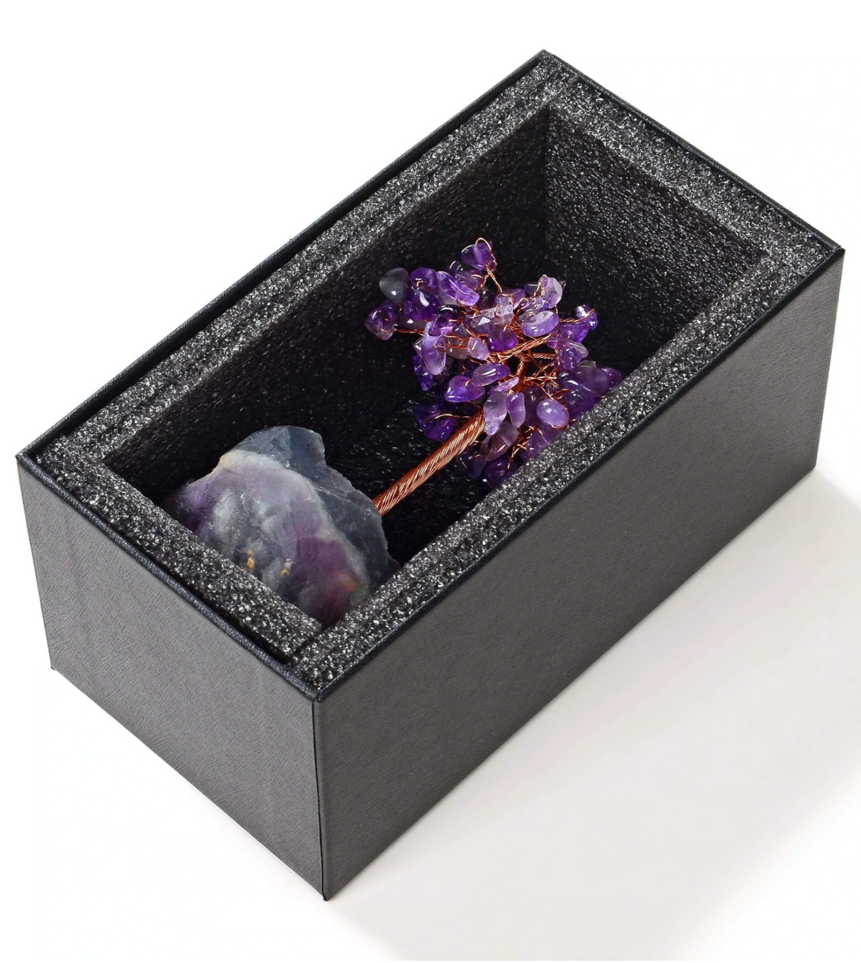 Gemstone Beaded Crystal Tree On Fluorite Base