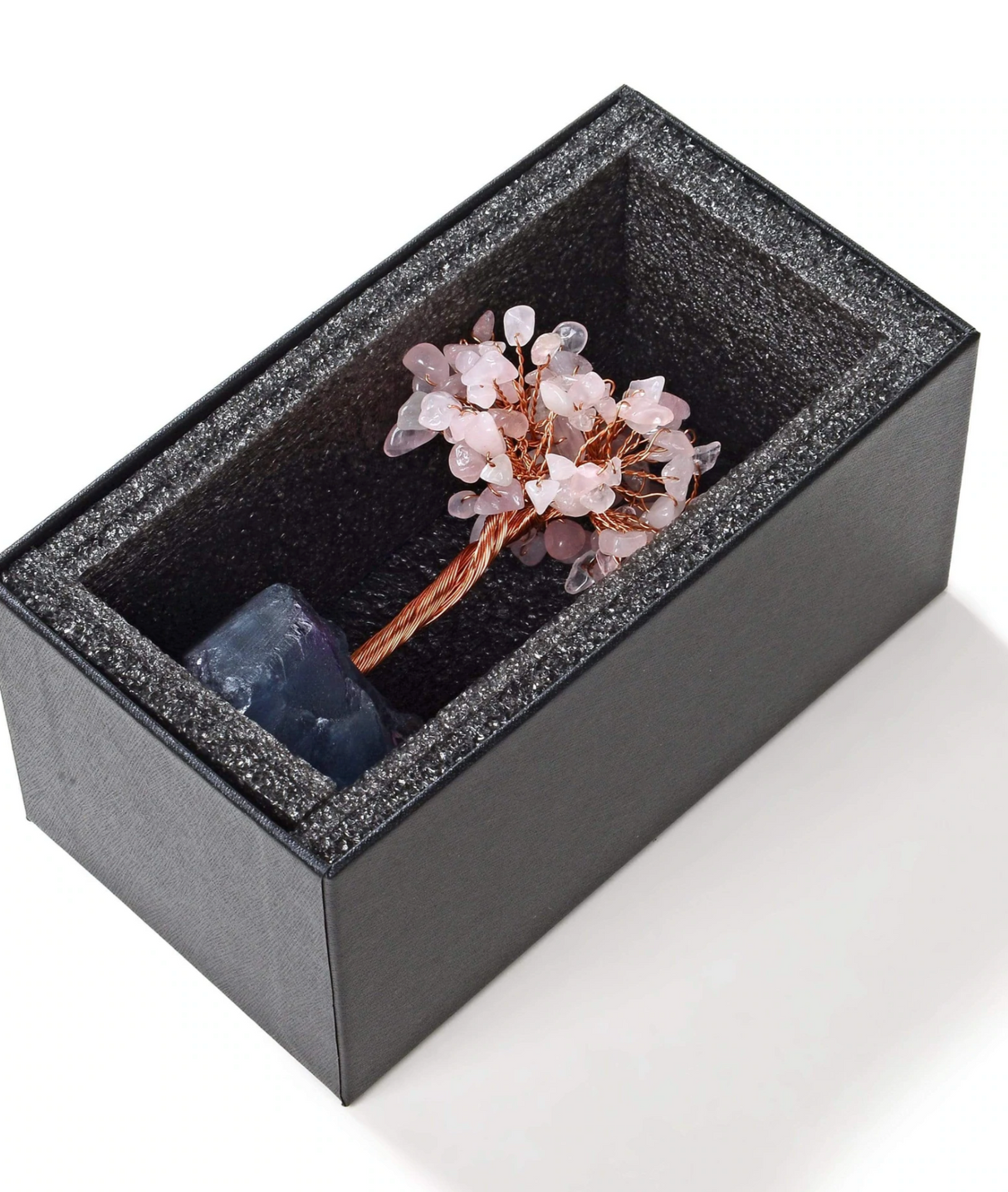 Gemstone Beaded Crystal Tree On Fluorite Base