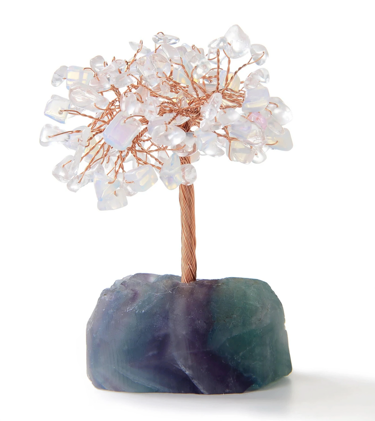 Gemstone Beaded Crystal Tree On Fluorite Base
