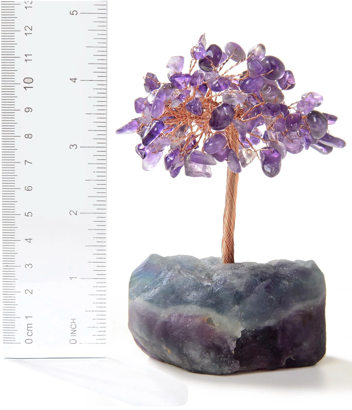 Gemstone Beaded Crystal Tree On Fluorite Base